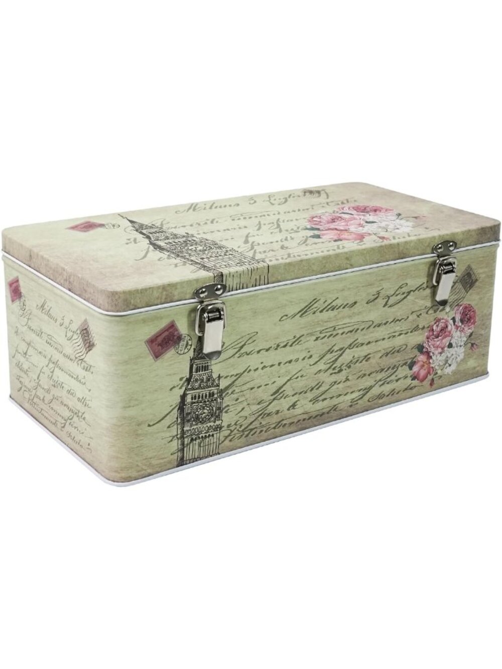 Vintage Decorative Keepsake Box - Small Metal Storage Container with Hinged Lid
